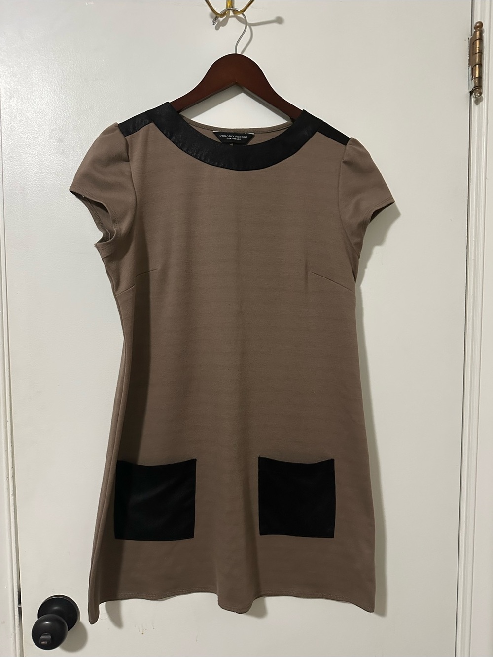 Dorothy Perkins Taupe Mini Dress with Black Trim
